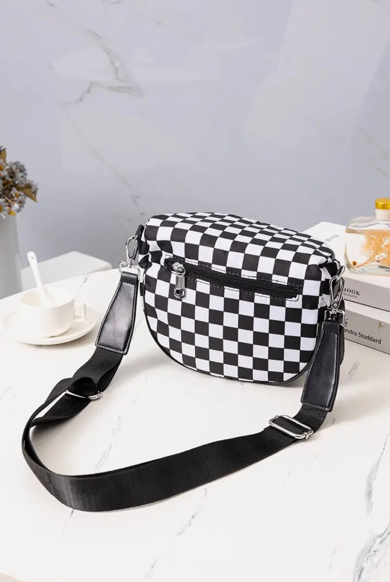 Black and White Checkered Bum Bag