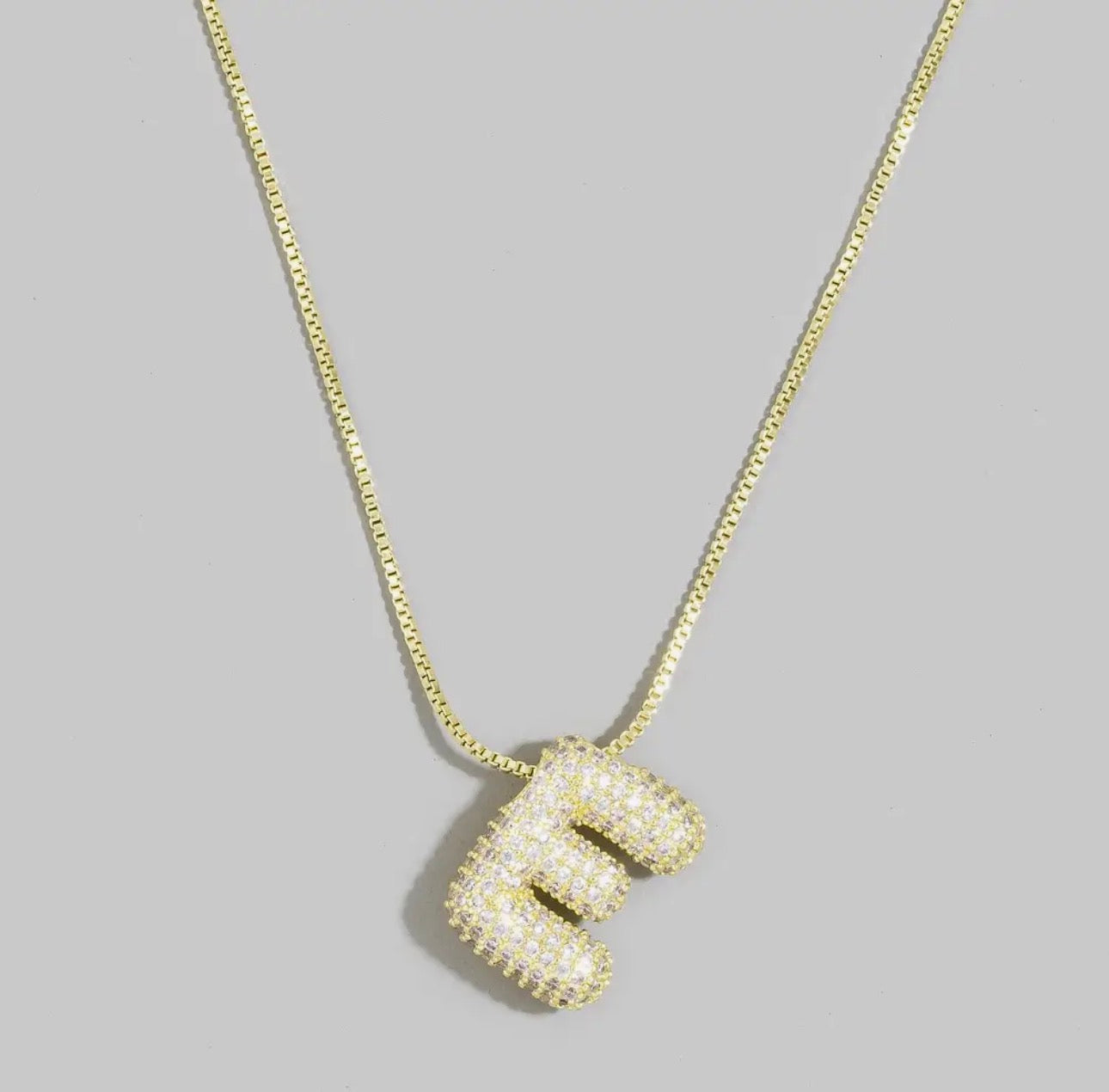Bubble Letter Rhinestone Necklace