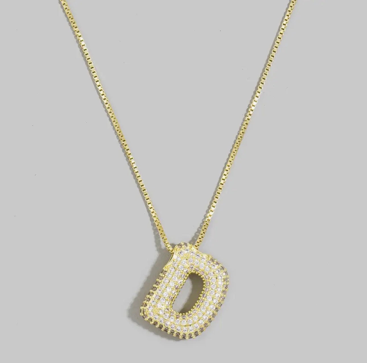 Bubble Letter Rhinestone Necklace