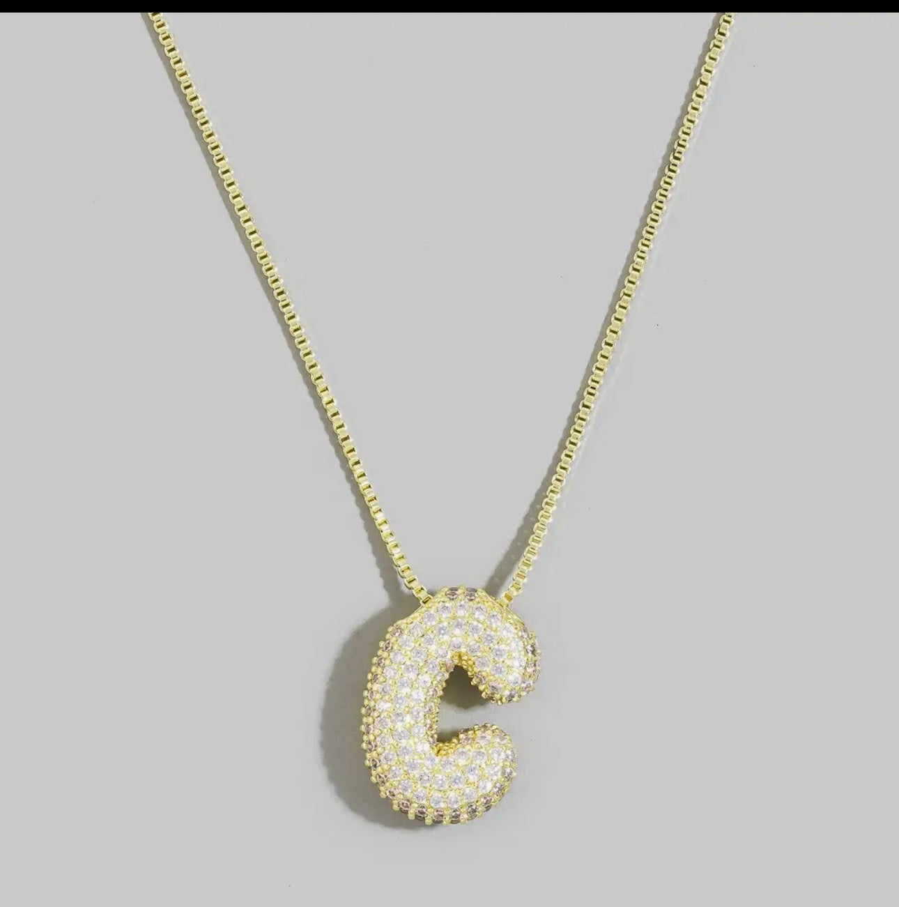 Bubble Letter Rhinestone Necklace