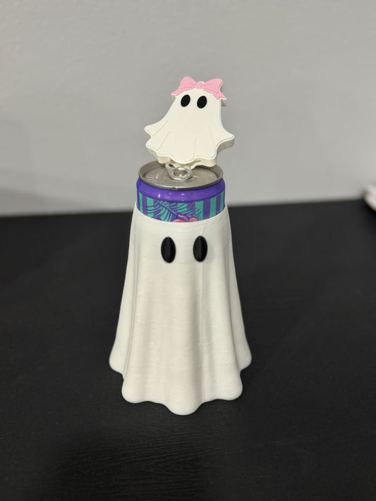 Ghost Skinny Can Cooler and Tab Opener