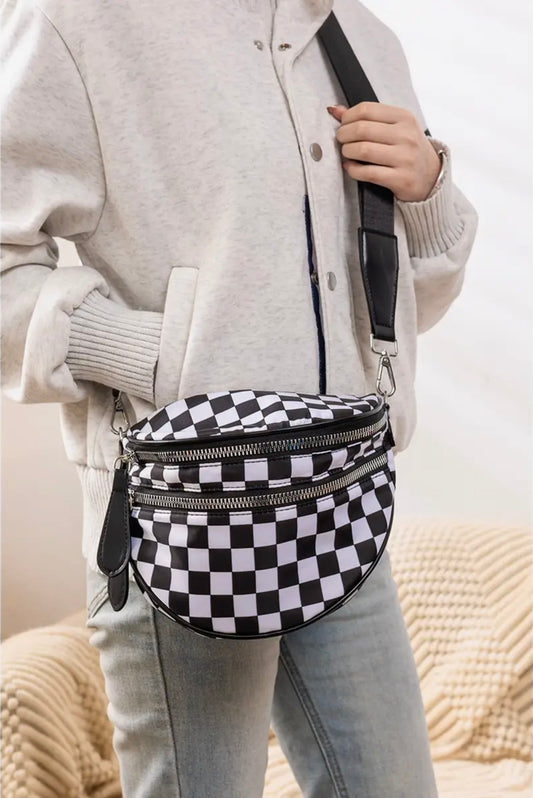 Black and White Checkered Bum Bag